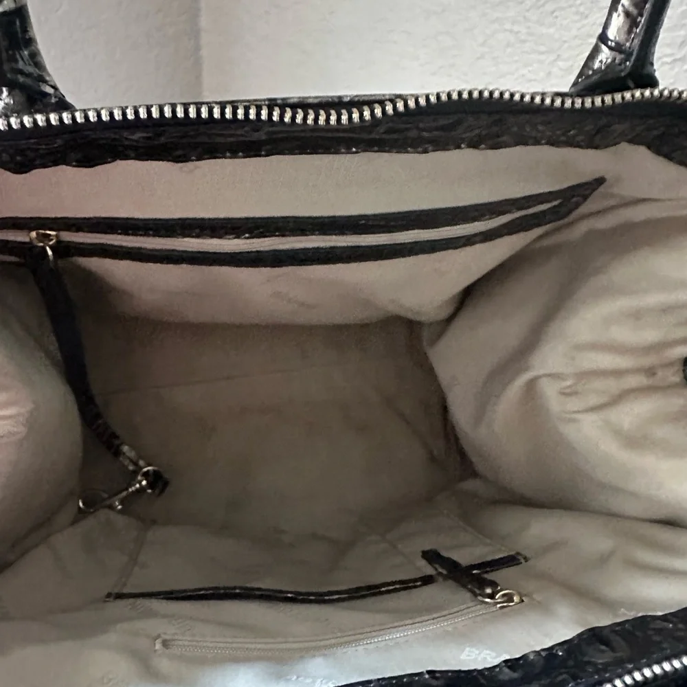 Brahmin Black Embossed Satchel and Wallet Set - Picture 3 of 5